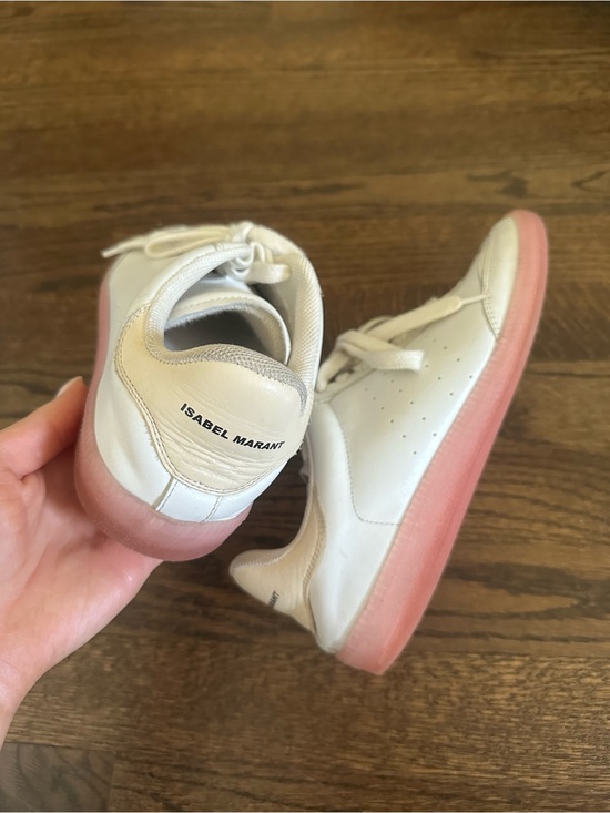 Isabel Marant Shoes - Isabel Marant Women’s White Sneakers with Pink Sole